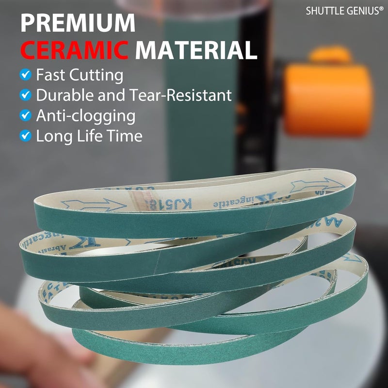 SHUTTLE GENIUS 18 Pack 1 x 30 Inch Ceramic Sanding Belts, 1x30 Metal Grinding Belt, 3 Pcs Each of 60/120/150/240/320/400 Grit Sander Belt for Knife Making, Deburring - Image 4